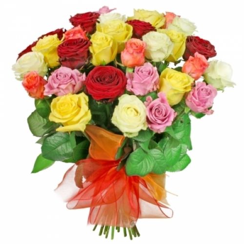 35 разноцветных роз с доставкой по Артёму